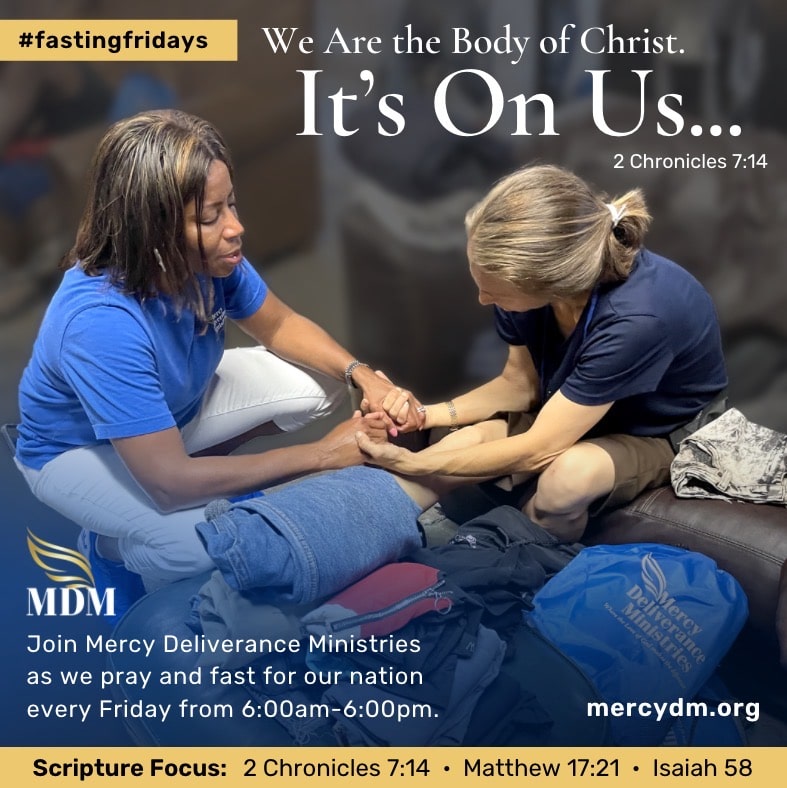 Mercy Deliverance Ministries' Founder, Toni Vines, prays with woman.