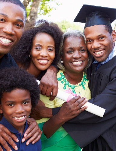African American Graduate with family