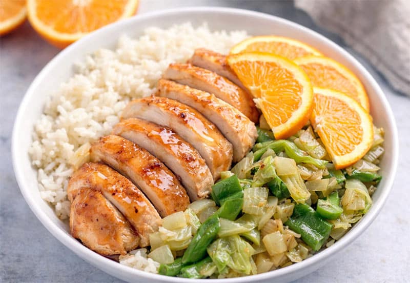 Honey Citrus Chicken & Veggie Rice Bowl